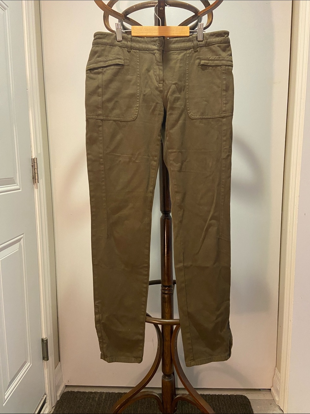 Weekend Max Mara Olive Green Utility Skinny Cargo Trousers
